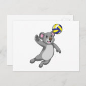 Koala als Volleyballspieler mit Volleyball Postkarte (Vorne/Hinten)