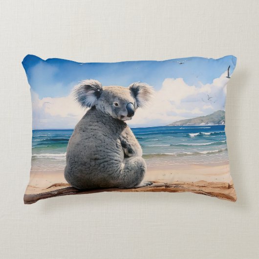 Koala am Sandstrand Dekokissen (Vorderseite)