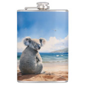 Koala am Sandstrand Flachmann (Vorderseite)