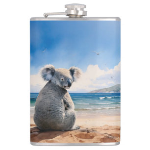 Koala am Sandstrand Flachmann