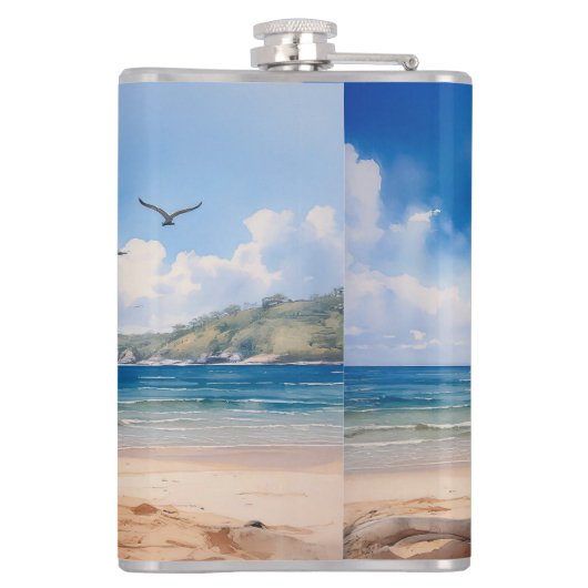 Koala am Sandstrand Flachmann (Rückseite)