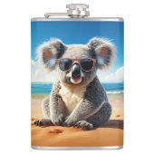 Koala am Sandstrand Flachmann (Vorderseite)