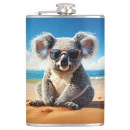 Koala am Sandstrand Flachmann
