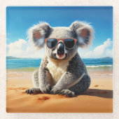 Koala am Sandstrand Glasuntersetzer (Vorderseite)