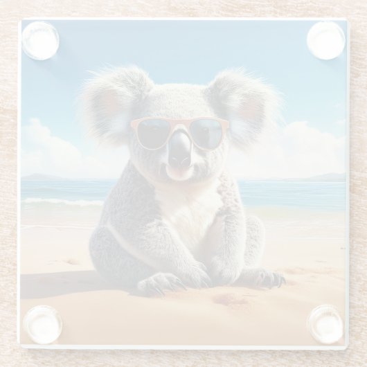 Koala am Sandstrand Glasuntersetzer (Rückseite)
