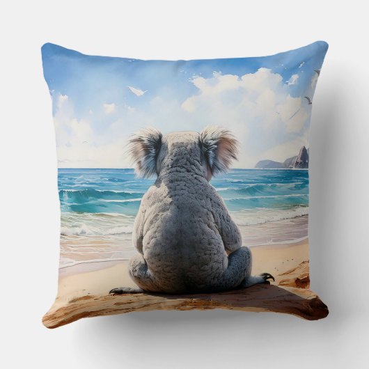 Koala am Sandstrand Kissen (Rückseite)