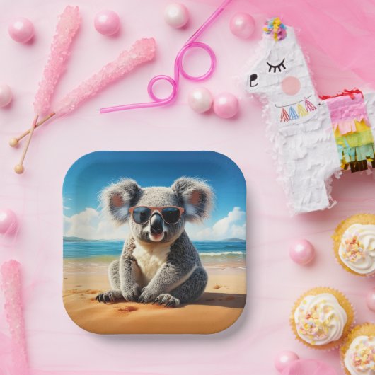 Koala am Sandstrand Pappteller (Party)