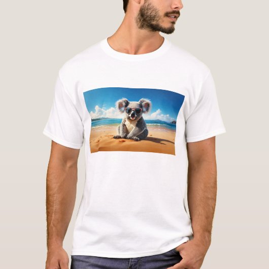 Koala am Sandstrand T-Shirt (Vorderseite)
