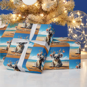 Koala am Strand mit Geweih und Schmuck Geschenkpapier