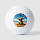 Koala am Strand mit Geweih und Schmuck Golfball (Vorderseite)