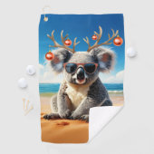 Koala am Strand mit Geweih und Schmuck Golfhandtuch (Insitu)