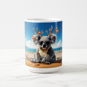 Koala am Strand mit Geweih und Schmuck Kaffeetasse
