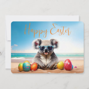 Koala am Strand mit Ostereiern Frohe Ostern Feiertagskarte