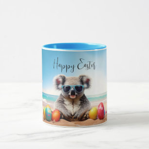 Koala am Strand mit Ostereiern Frohe Ostern Tasse