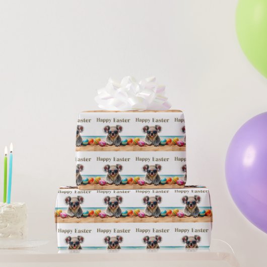Koala am Strand mit Ostereiern Happy Oaster Geschenkpapier (Partygeschenke)