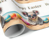 Koala am Strand mit Ostereiern Happy Oaster Geschenkpapier (Rolleneckpunkt)