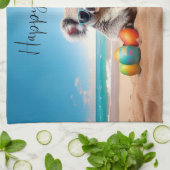 Koala am Strand mit Ostereiern Happy Oaster Geschirrtuch (Gefaltet)