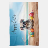 Koala am Strand mit Ostereiern Happy Oaster Geschirrtuch (Vertikal)