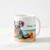 Koala am Strand mit Ostereiern Happy Oaster Kaffeetasse (VorderseiteRechts)