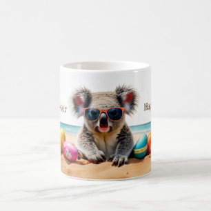 Koala am Strand mit Ostereiern Happy Oaster Kaffeetasse