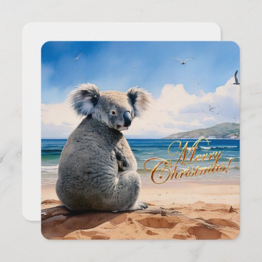 Koala an einem Sandstrand Frohe Weihnachten (Vorne/Hinten)