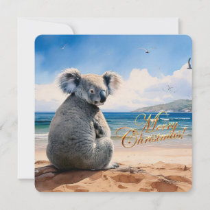 Koala an einem Sandstrand Frohe Weihnachten