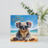 Koala an einem Sandstrand Frohe Weihnachten (Stehend Vorderseite)