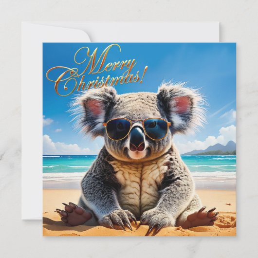 Koala an einem Sandstrand Frohe Weihnachten (Vorderseite)