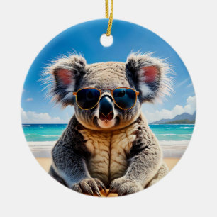 Koala an einem Sandstrand Frohe Weihnachten Keramik Ornament