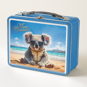 Koala an einem Sandstrand Frohe Weihnachten Metall Brotdose