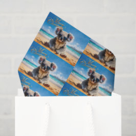 Koala an einem Sandstrand Frohe Weihnachten Seidenpapier