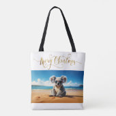 Koala an einem Sandstrand Frohe Weihnachten Tasche (Rückseite)