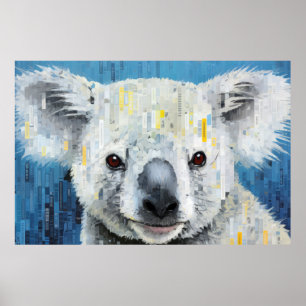Koala Animal Art Deco Paint Mosaic Poster