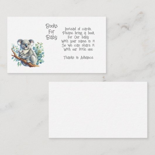 Koala Animal Books for Baby Enclosure Card Begleitkarte (Vorne/Hinten)