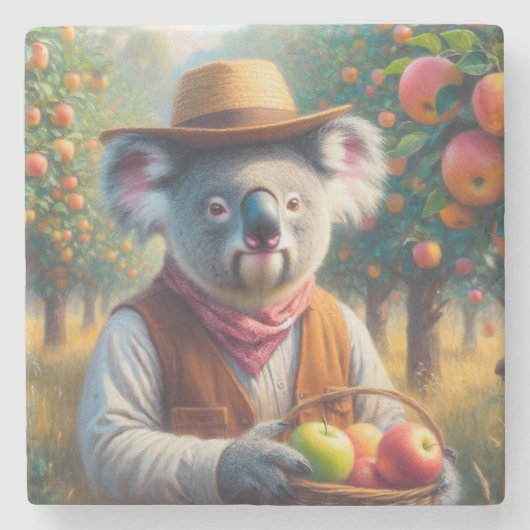 Koala Apple Orchard Steinuntersetzer (Vorderseite)