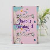 Koala Art Watercolor Girls Einladung zum Geburtsta (Stehend Vorderseite)