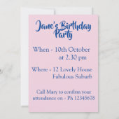 Koala Art Watercolor Girls Einladung zum Geburtsta (Rückseite)