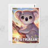 Koala auf dem Baum Australien Reisen Postkarte (Vorne/Hinten)