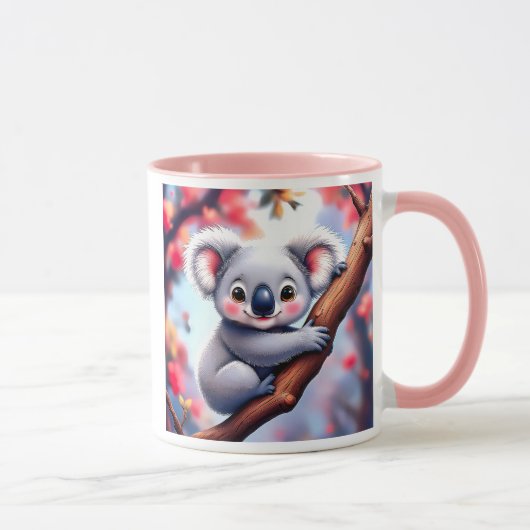 Koala auf einem Zweig im australischen Frühling. Tasse (Rechts)