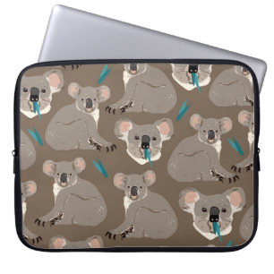 Koala auf neutralem braunem Hintergrund nahtlos Vi Laptopschutzhülle