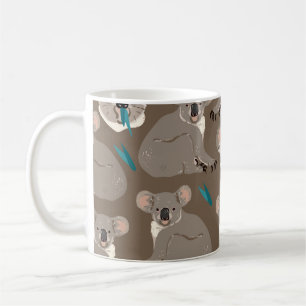 Koala auf neutralem braunem Hintergrund nahtloses Kaffeetasse
