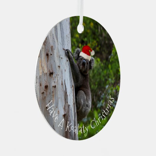 Koala Australia Koalaty Christmas Hat Funny Ornament Aus Metall (Vorderseite Rechts)