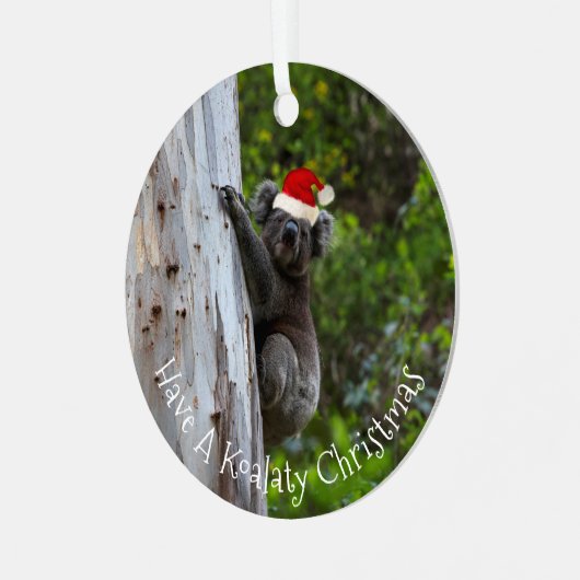 Koala Australia Koalaty Christmas Hat Funny Ornament Aus Metall (Vorderseite links)