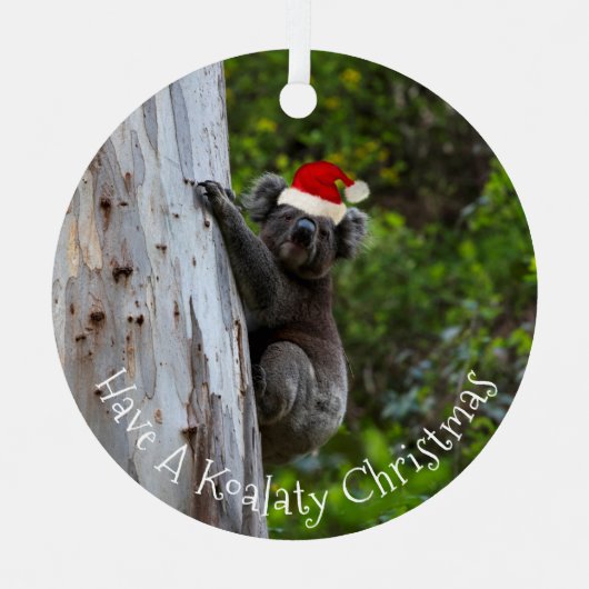 Koala Australia Koalaty Christmas Hat Funny Ornament Aus Metall (Vorderseite)