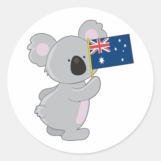 Koala Australische Flagge Runder Aufkleber (Vorderseite)