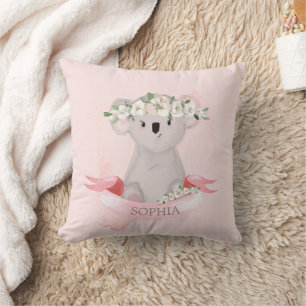 Koala Baby Animal Niedlich Pink Floral Kinderzimme Kissen