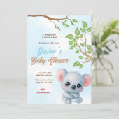 Koala Baby Shower Einladung (Stehend Vorderseite)