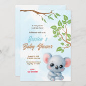 Koala Baby Shower Einladung (Vorne/Hinten)