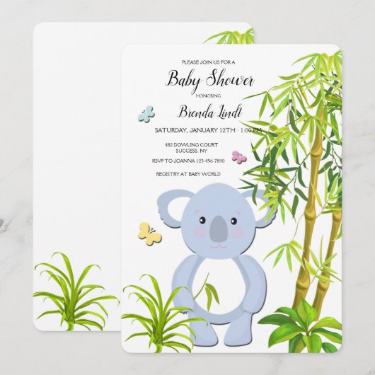 Koala Babydusche Einladung (Vorne/Hinten)