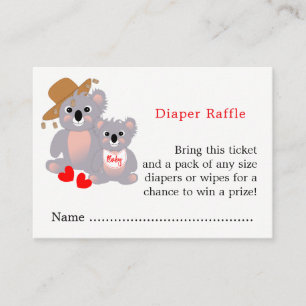 Koala Babydusche Niedliche Windeln Raffle Ticket Begleitkarte